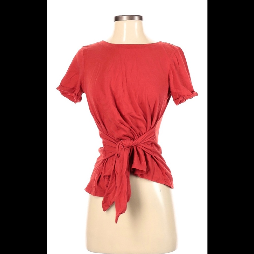 Anthropologie Red tie back t shirt